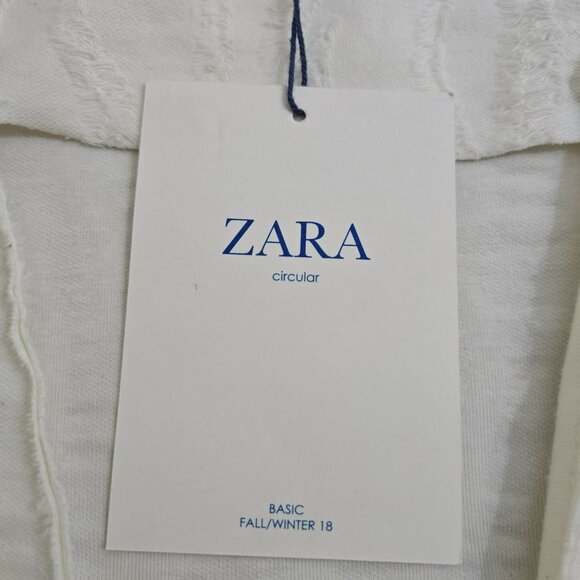 Zara Basic Women S Oversized One Button Textured Cream Cardigan - Picture 6 of 14